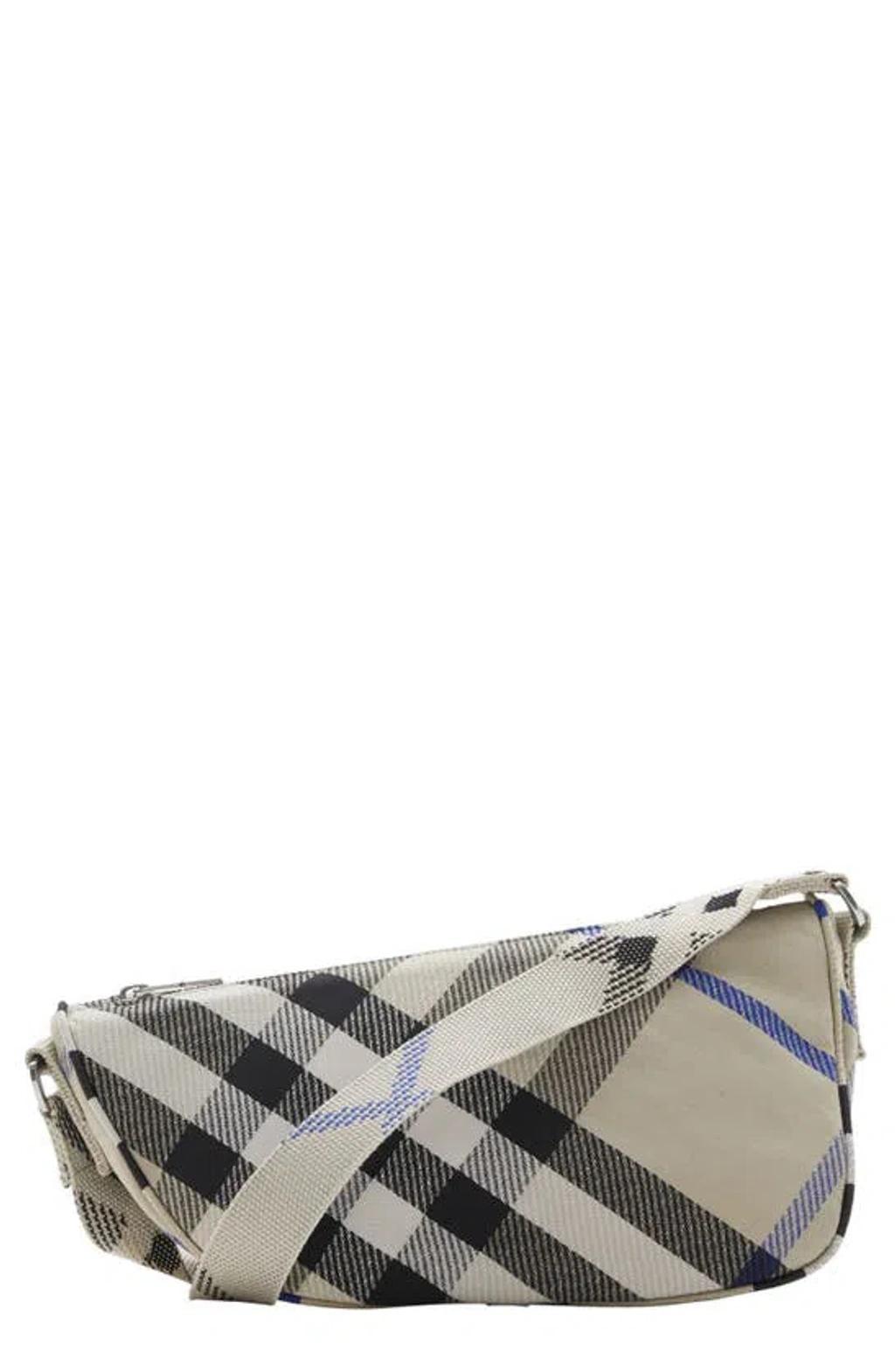 Shield Check Jacquard Crossbody Bag In Beige Product Image