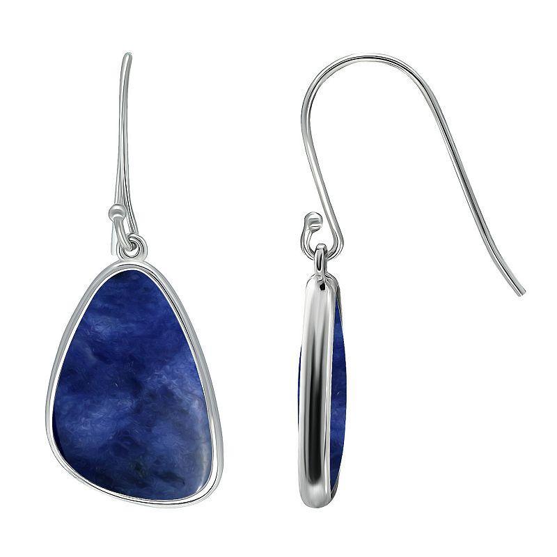 Aleure Precioso Sterling Silver Freeform Sodalite Drop Earrings, Womens, Blue Product Image