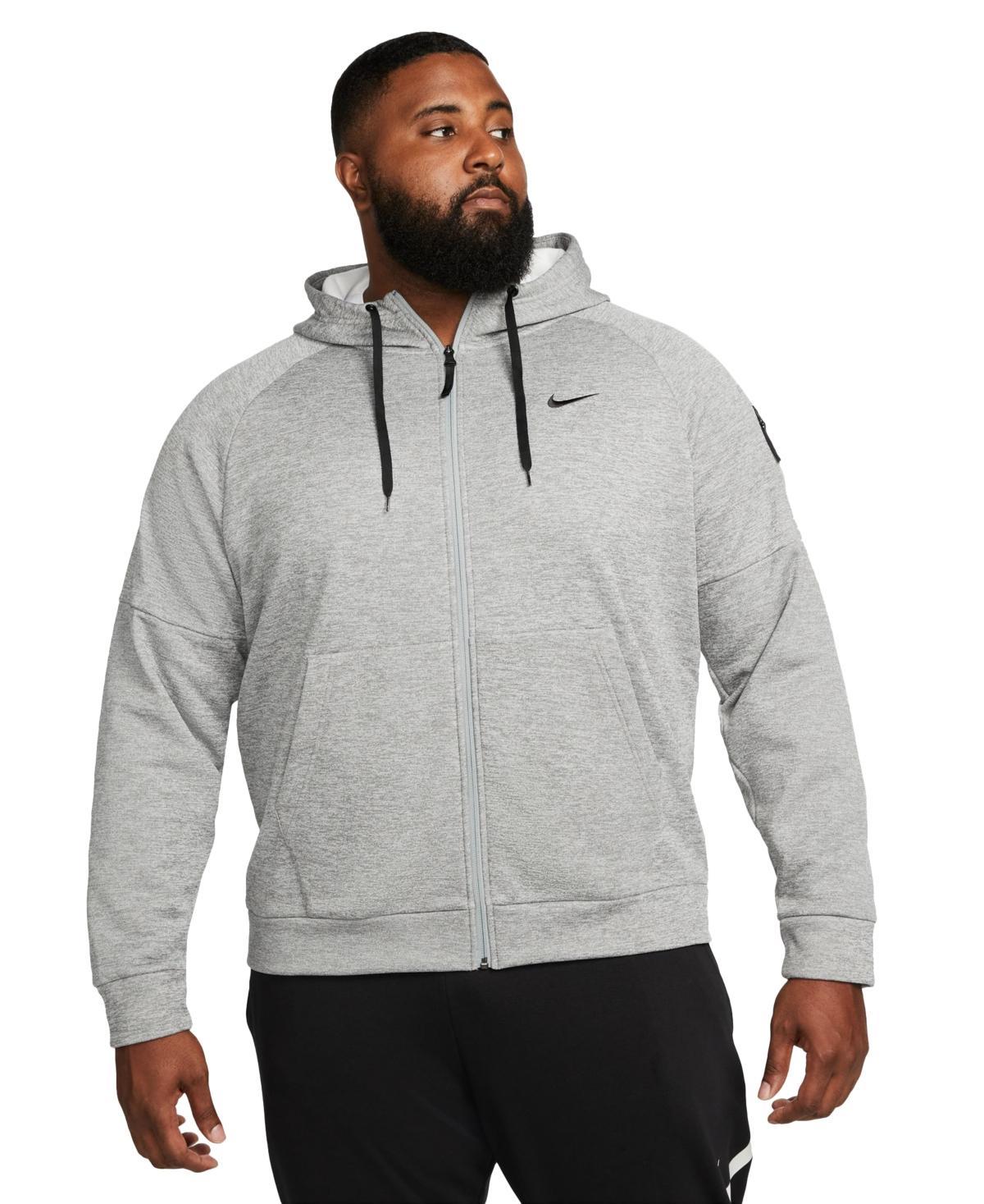 Nike Mens Nike Therma Fleece Full-Zip Hoodie - Mens Black/Particle Grey/Dark Grey Heather Product Image