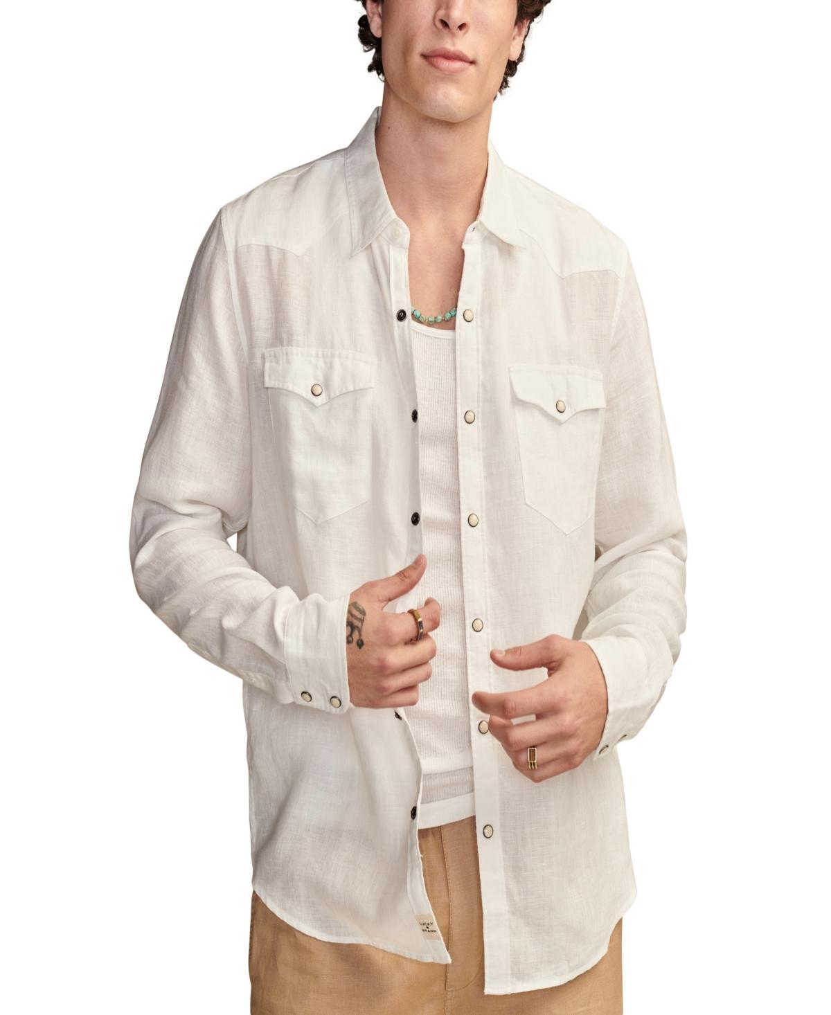 Men's Linen Western Long Sleeve Shirt Product Image