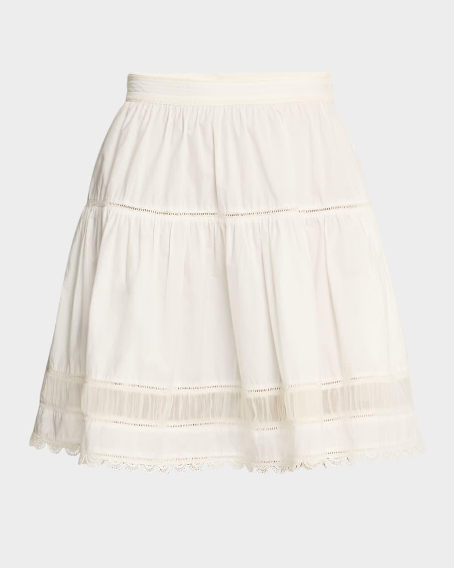 Ayla Scalloped Lace-Inset Cotton Mini Skirt product image