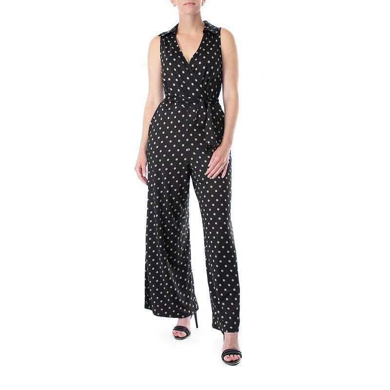 Womens Nina Leonard Print Surplice Wide-Leg Jumpsuit Product Image