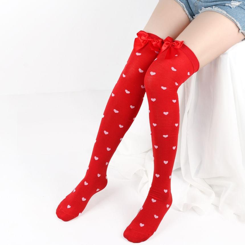 Heart / Lips Print Ribbon Stockings Product Image