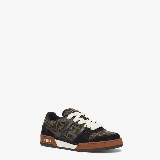 Fendi Match SneakersBrown FF jacquard and black suede fabric low-tops Product Image