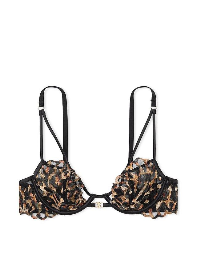 Leopard Embroidery Unlined Low-Cut Demi Bra Product Image