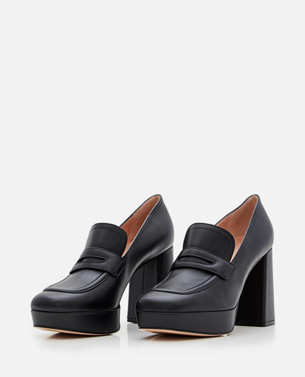 Black 100 Leather Platform Loafers Product Image