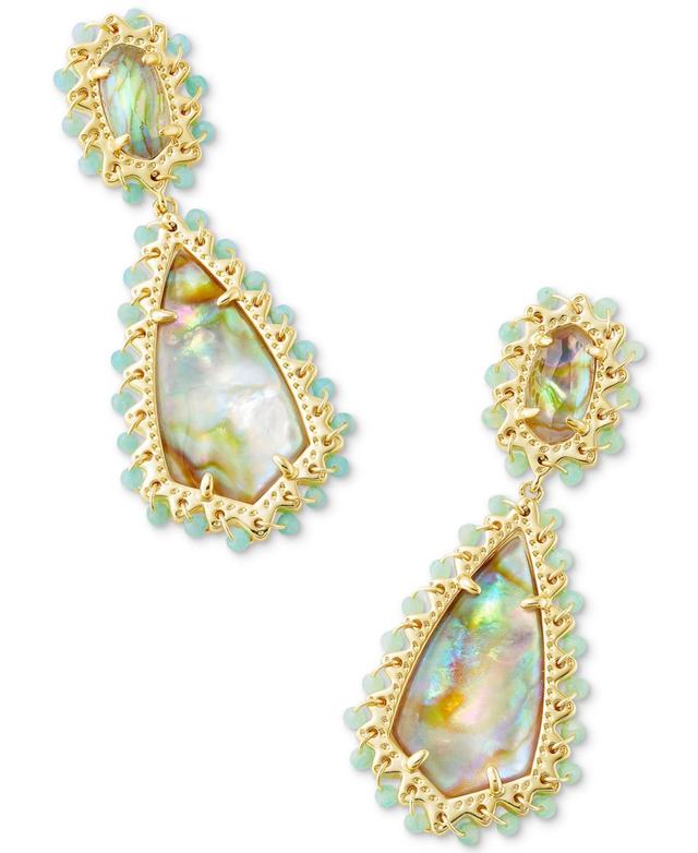 Kendra Scott 14k Gold-Plated Beaded Frame Stone & Shell Statement Earrings Product Image