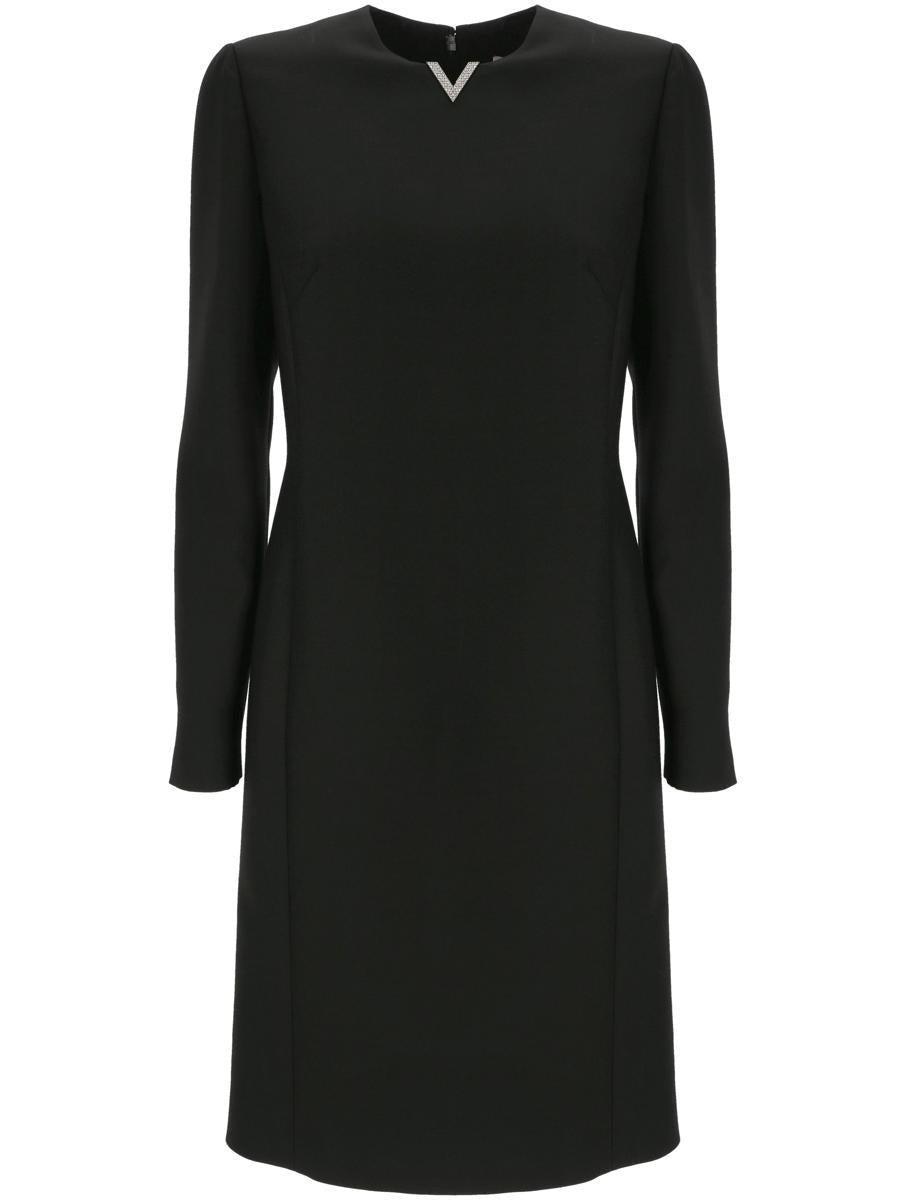 VALENTINO Logo Plaque Long-sleeved Dress In Black Product Image