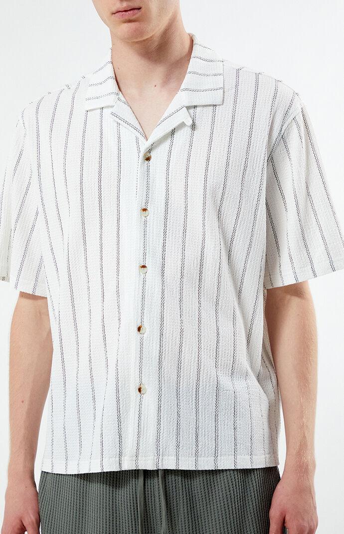 Men's Oversized Striped Camp Shirt - Product Image