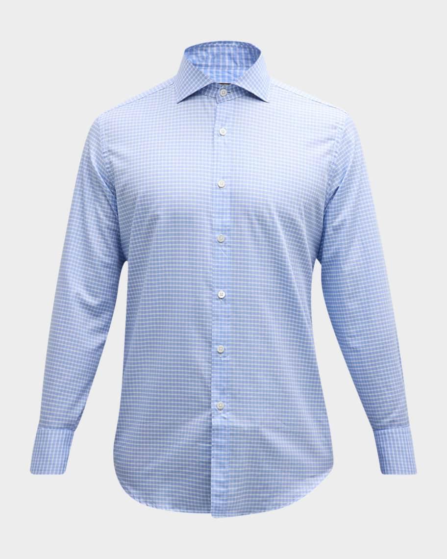 Men's Cotton Gingham Check Sport Shirt Product Image