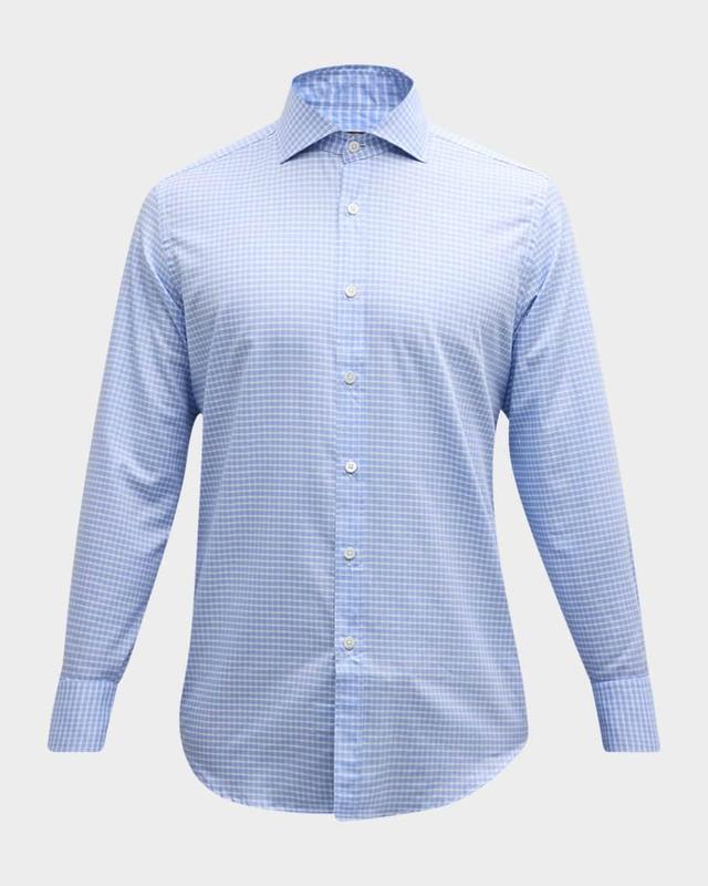 Mens Cotton Gingham Check Sport Shirt Product Image