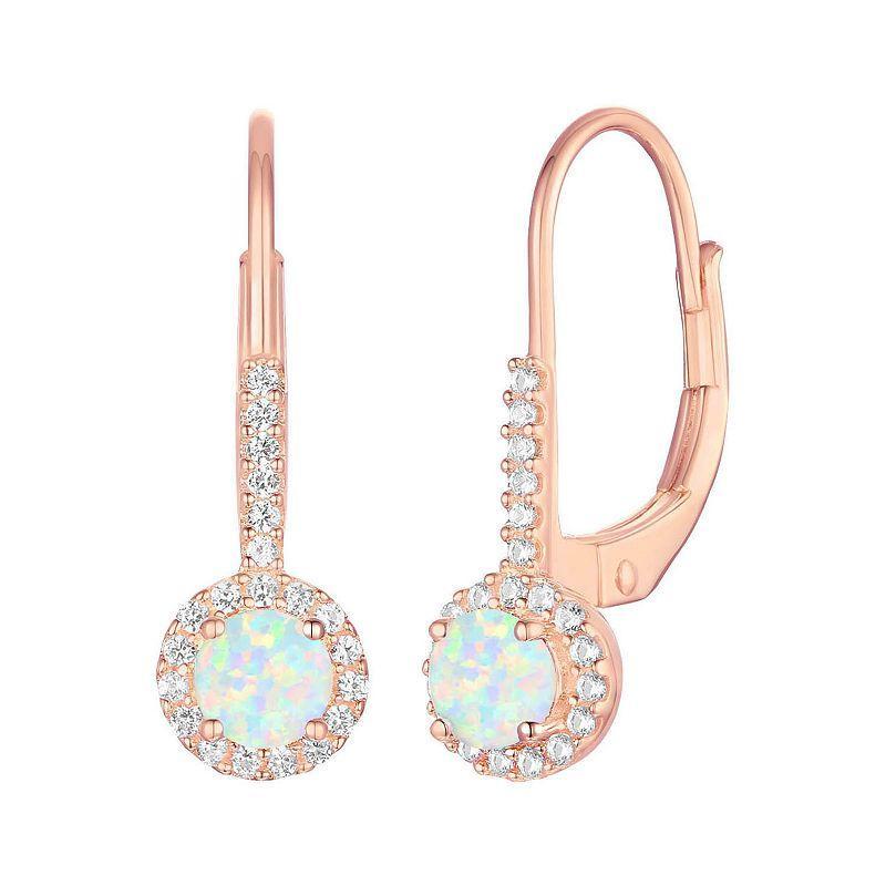 14k Rose Gold Flash-Plated Lab-Created Opal Stud Earrings, Womens Product Image