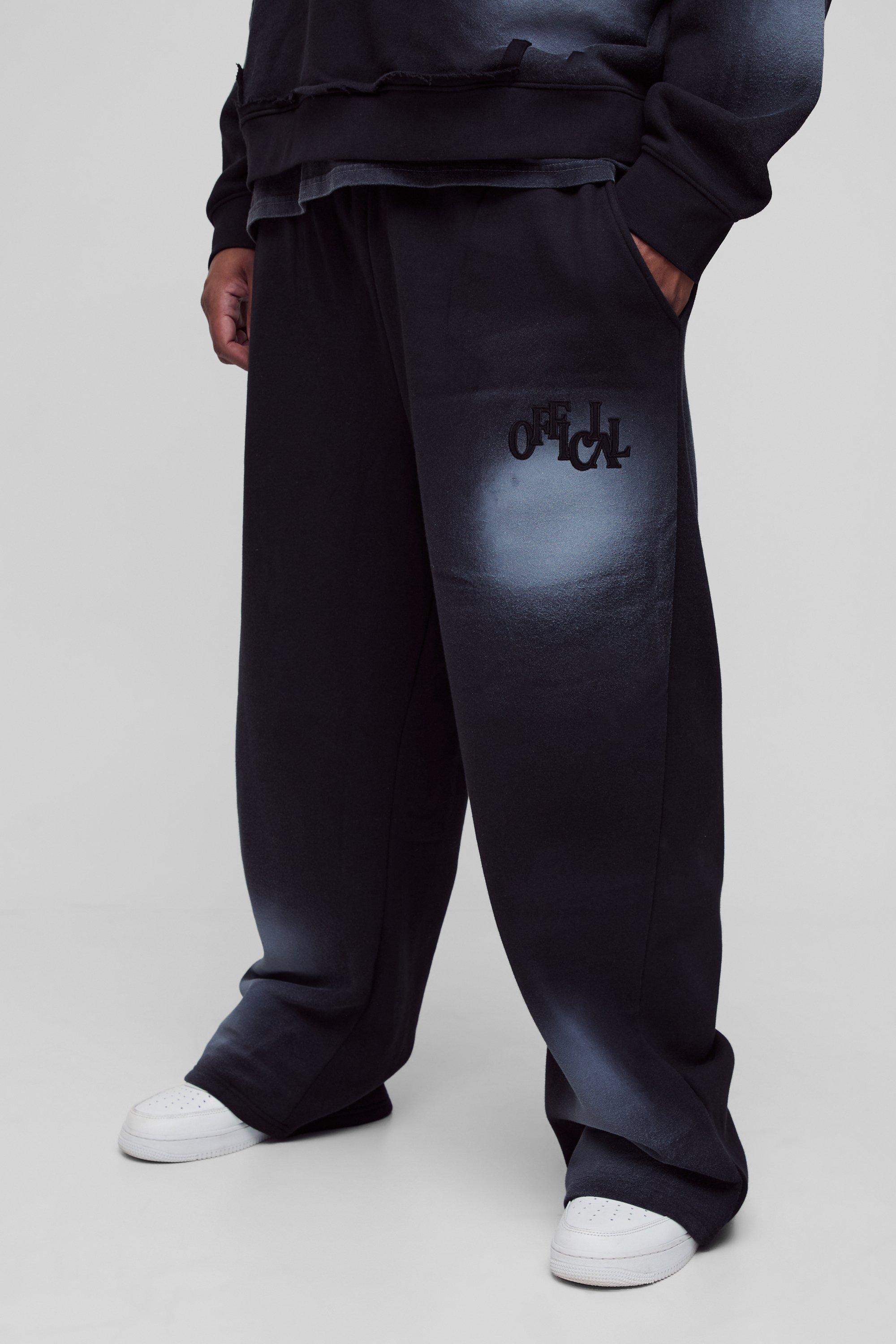 Plus Relaxed Distressed Applique Spray Wash Jogger | boohooMAN USA product image