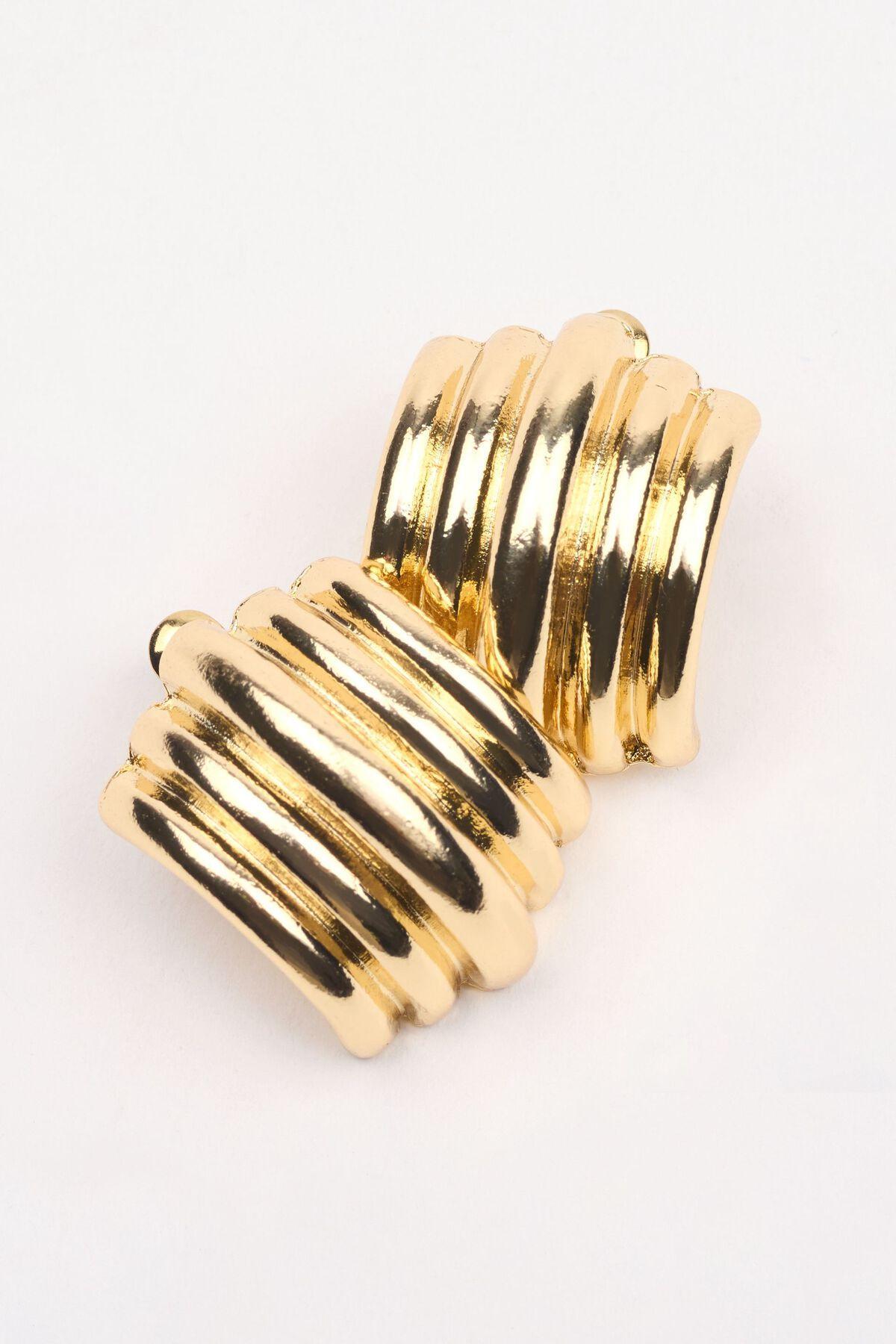 Lined Curve Button Earrings Product Image