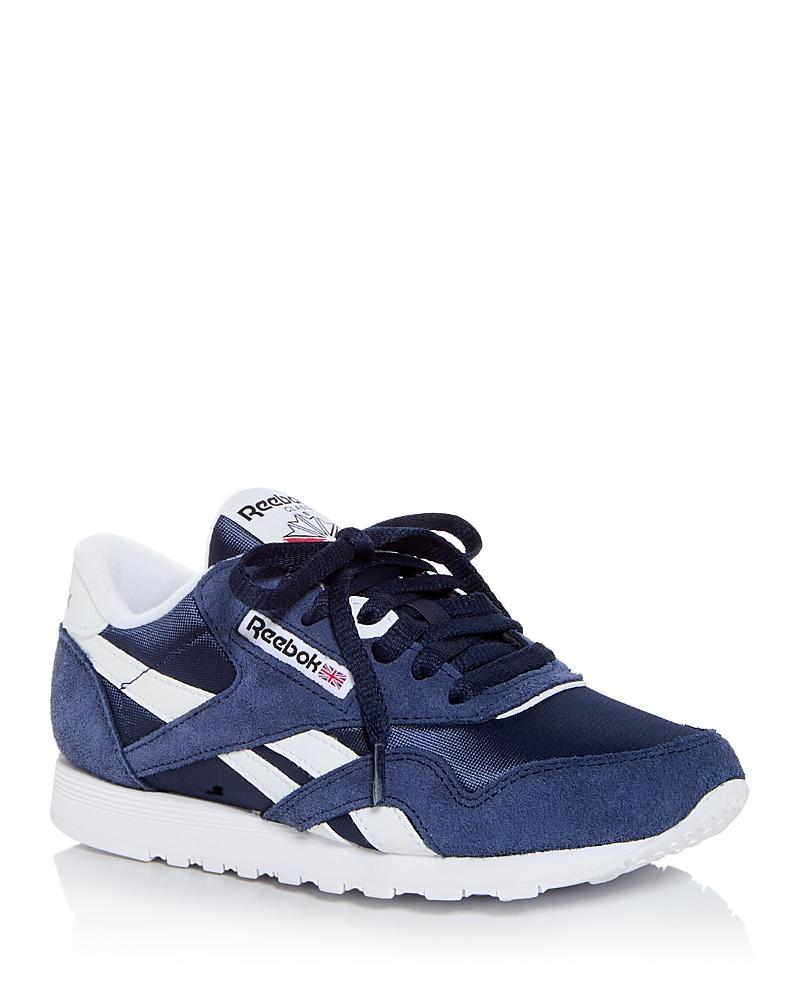 Reebok Mens Classic Leather Nylon - Shoes Vector Navy/White/White Product Image