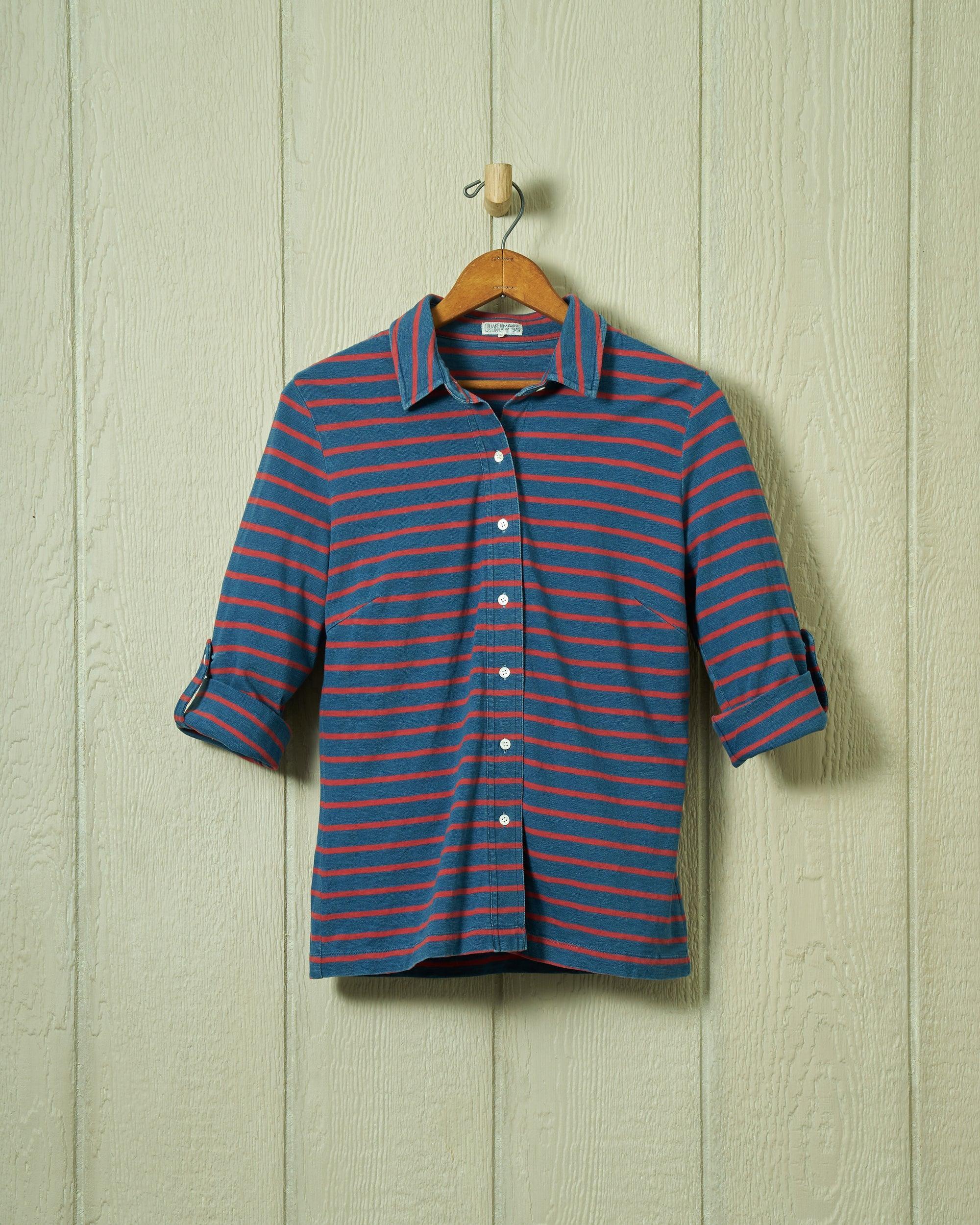 Indigo Avalon Knit Top in 3/4" Red/Navy Stripe Product Image