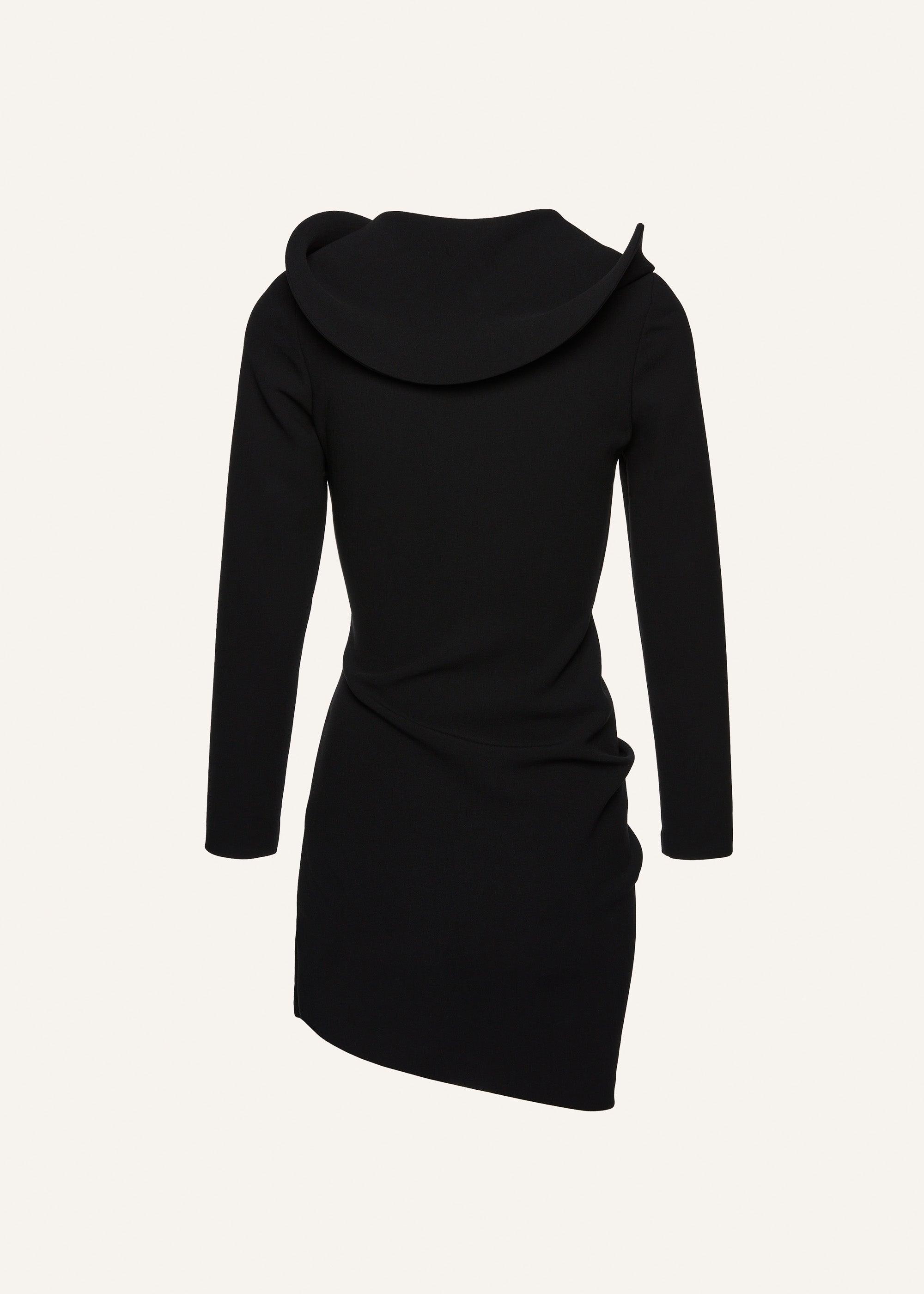 Sculptural long-sleeve dress in black Product Image