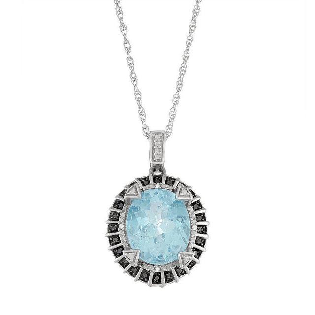 Jewelexcess Sterling Silver Sky Blue Topaz & Diamond Accent Oval Pendant Necklace, Womens Product Image