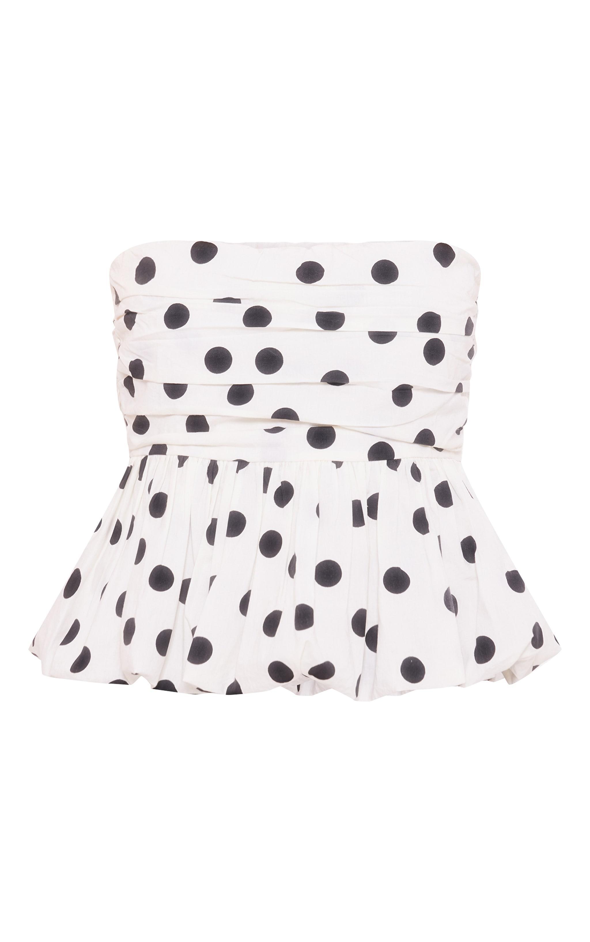 Monochrome Polka Dot Puff Ball Bandeau Top Product Image