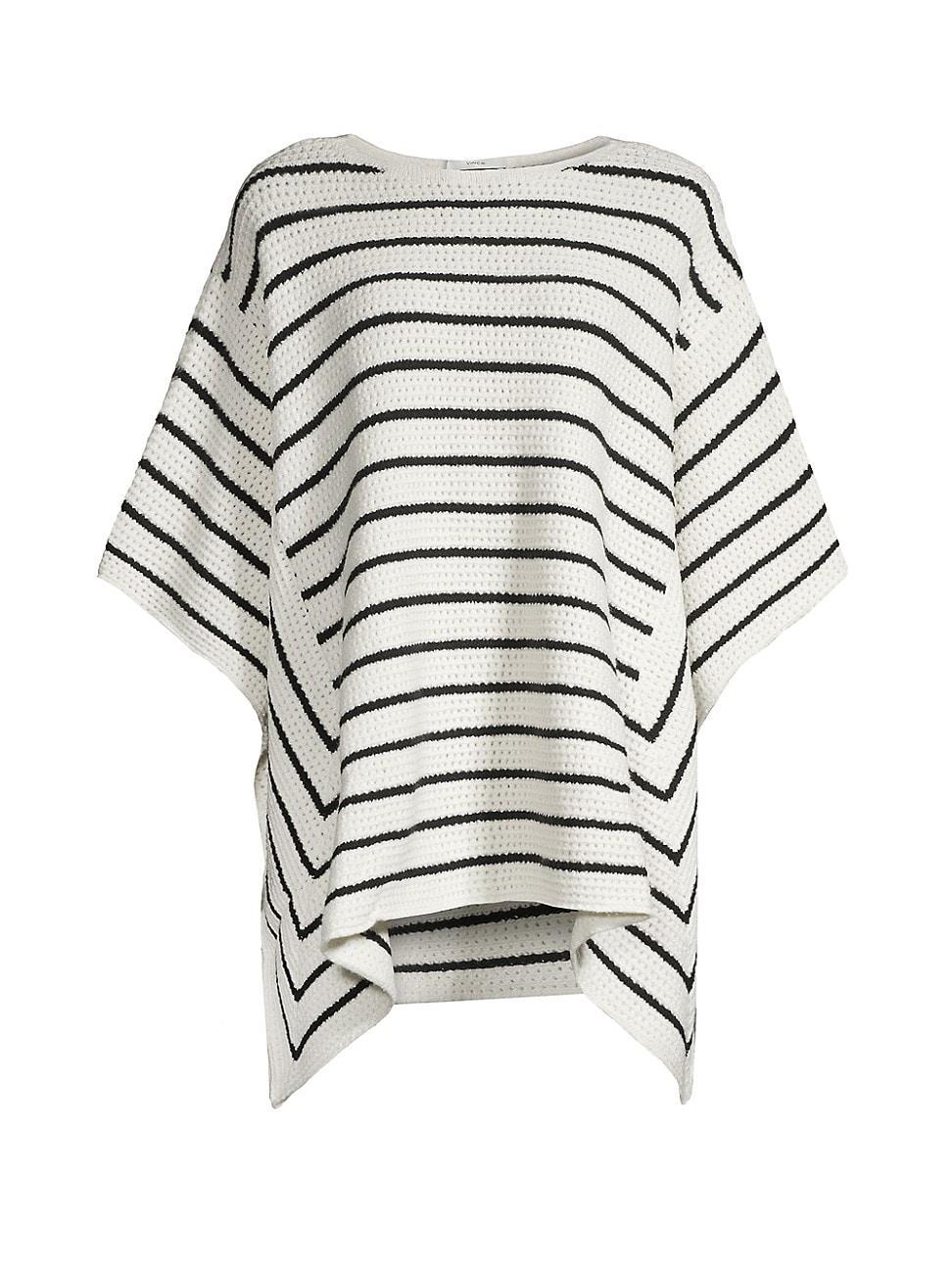 Womens Stripe Cotton Crochet Poncho Product Image