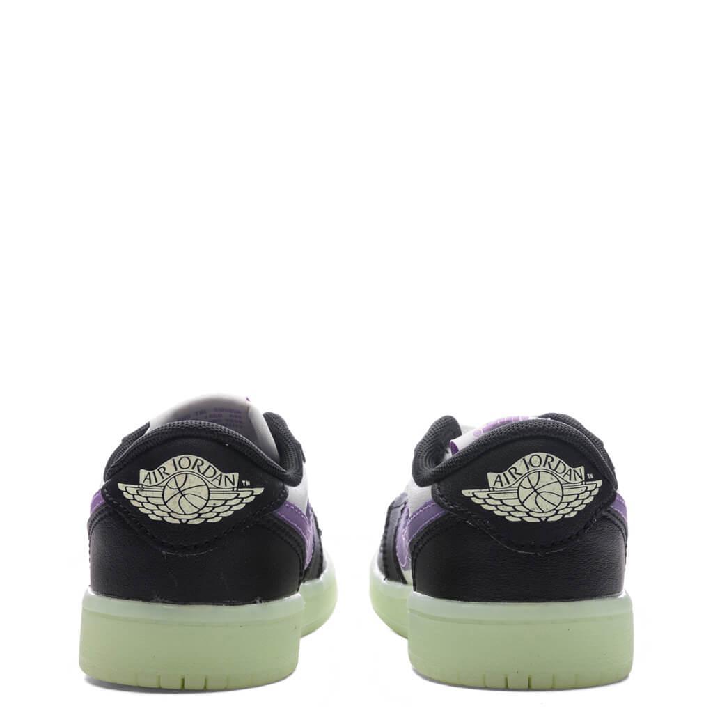 Air Jordan 1 Retro Low OG (PS) - Black/Black Raspberry/Volt Tint Male Product Image