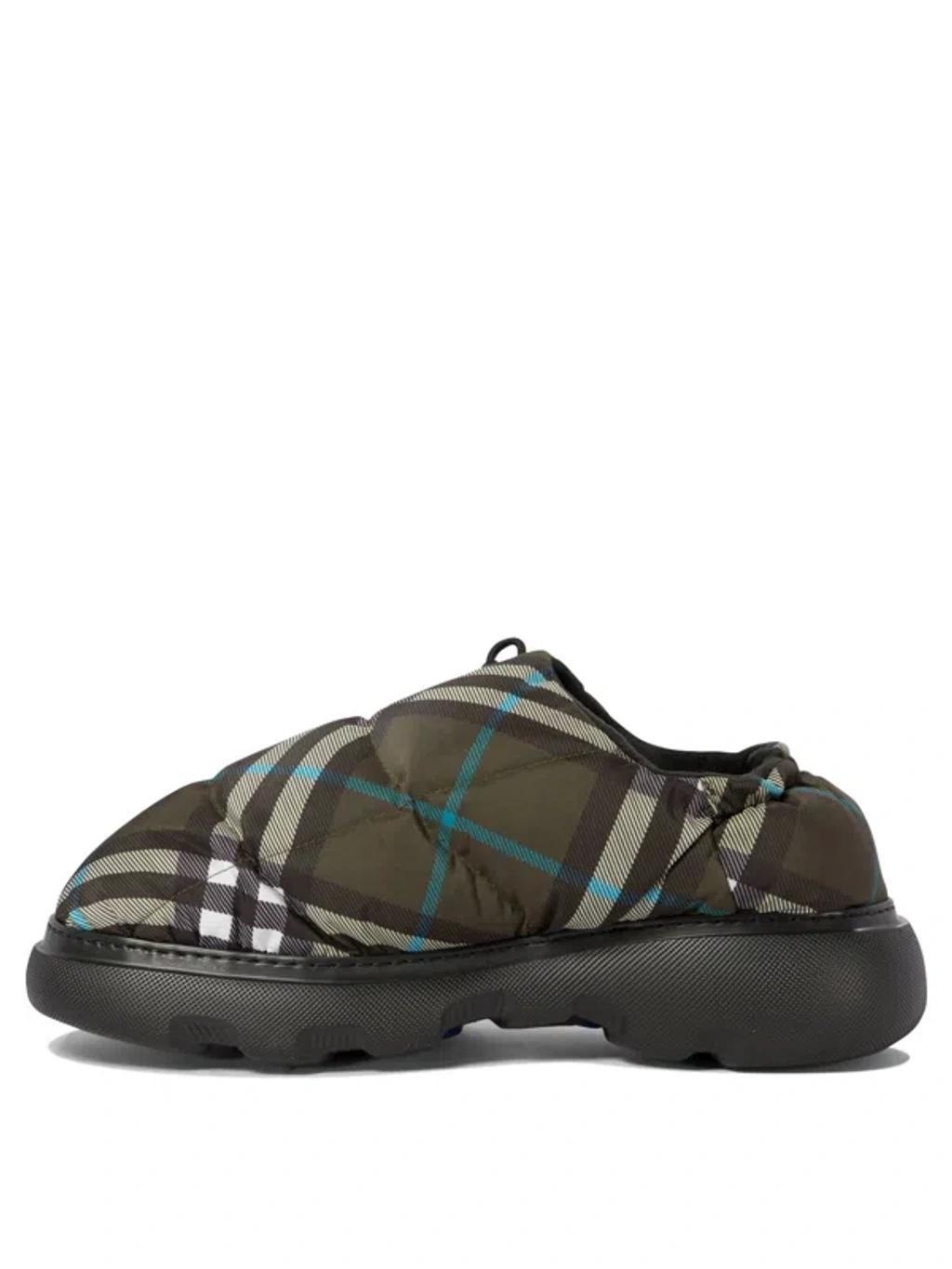 Brown Check Nylon Pillow Loafers In Snug Ip Check Product Image