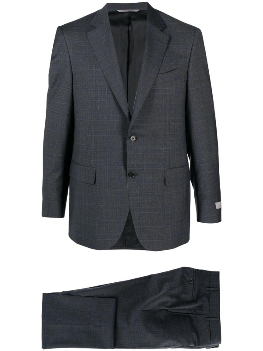 CANALI Check-pattern Single-breasted Suit In Blue Product Image