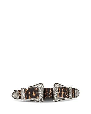 The Kooples Womens Double Buckle Leopard Print Belt Product Image