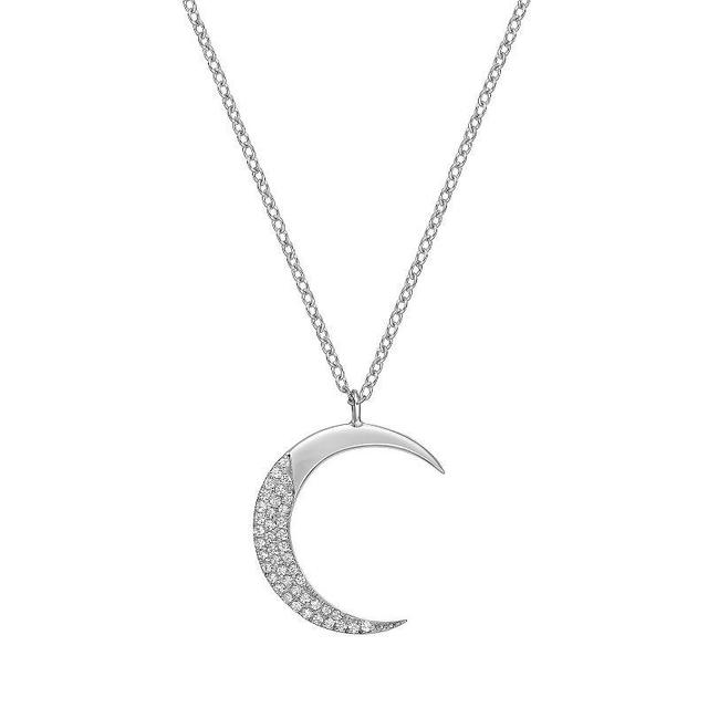 Gemminded Sterling Silver 1/6 Carat T.W. Diamond Crescent Pendant Necklace, Womens Product Image