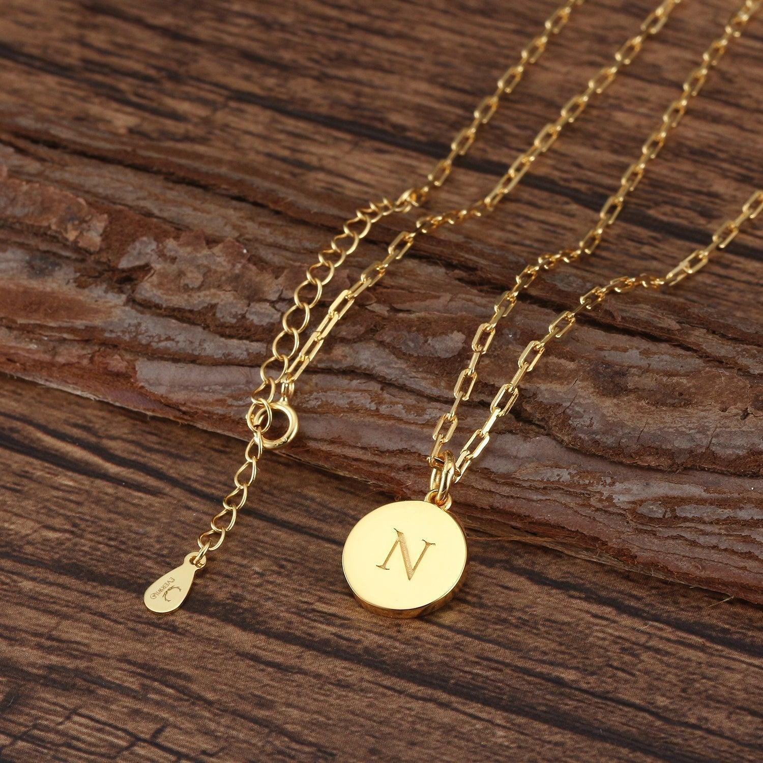 Dainty Fancy N Initial Pendant Necklace Product Image