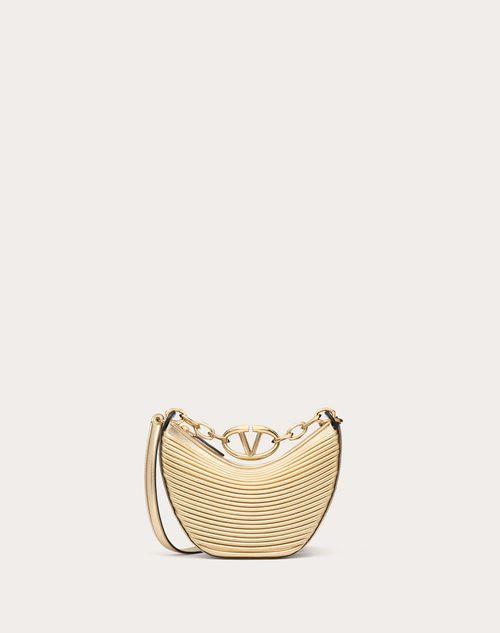 MINI VLOGO MOON HOBO BAG IN METALLIC-EFFECT NAPPA LEATHER WITH CHAIN Product Image