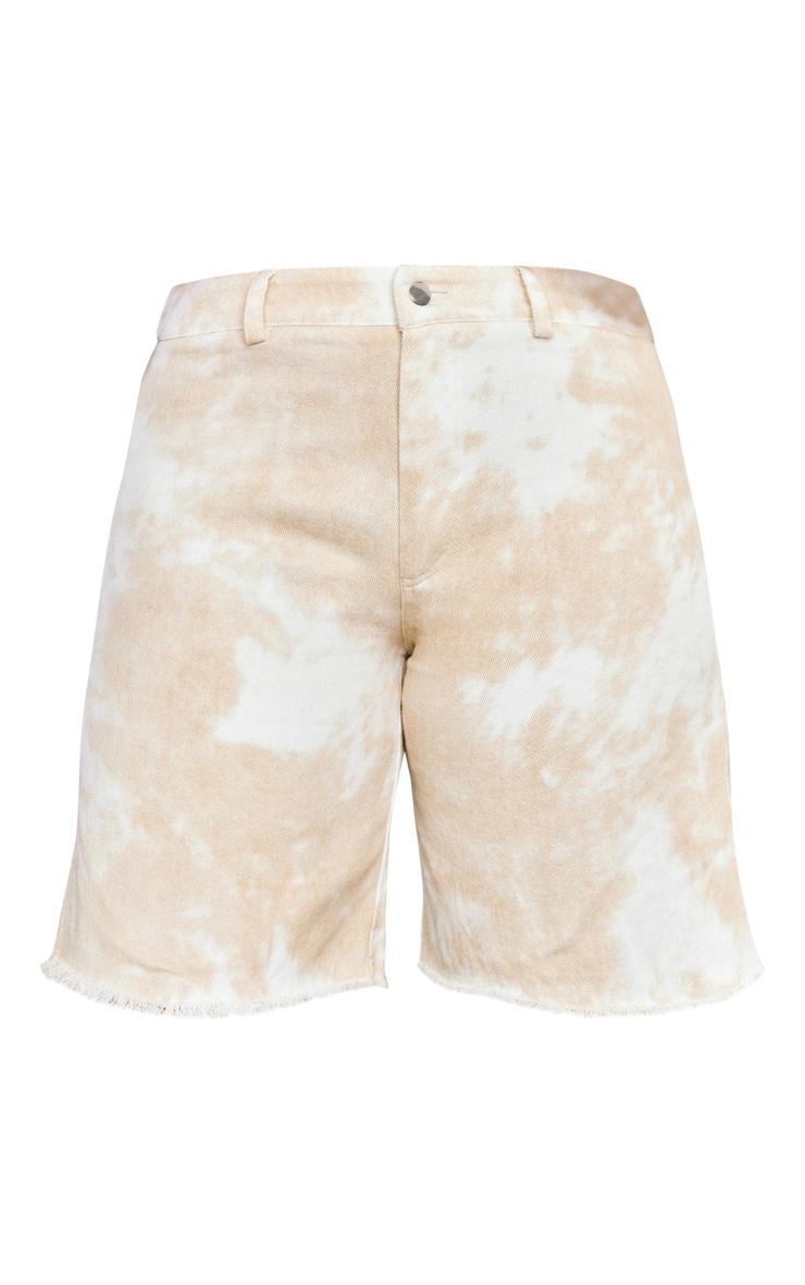 Stone Washed Twill Oversized Raw Hem Long Shorts Product Image