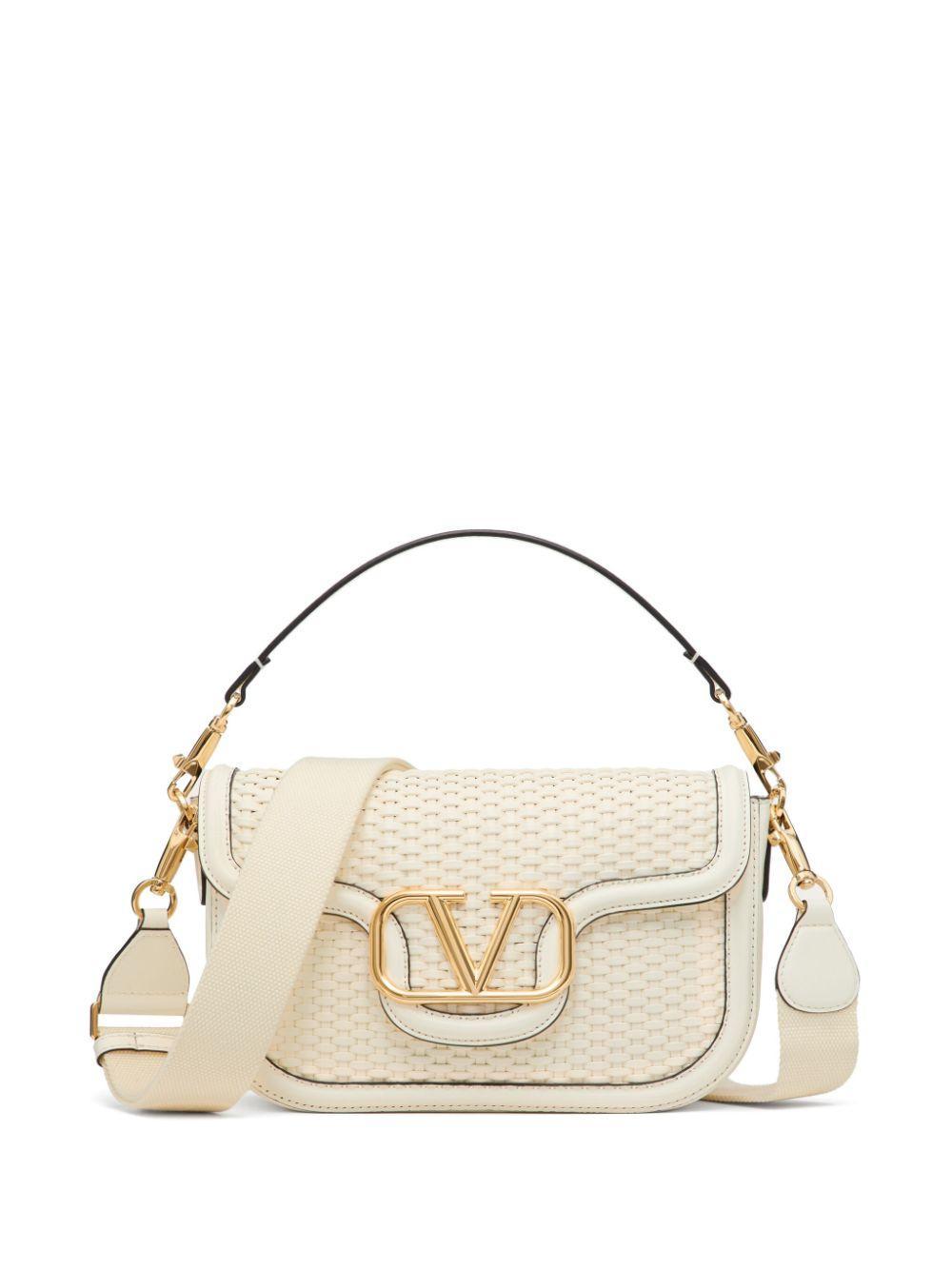 VALENTINO GARAVANI Leather Alltime Shoulder Bag In Ivory Product Image