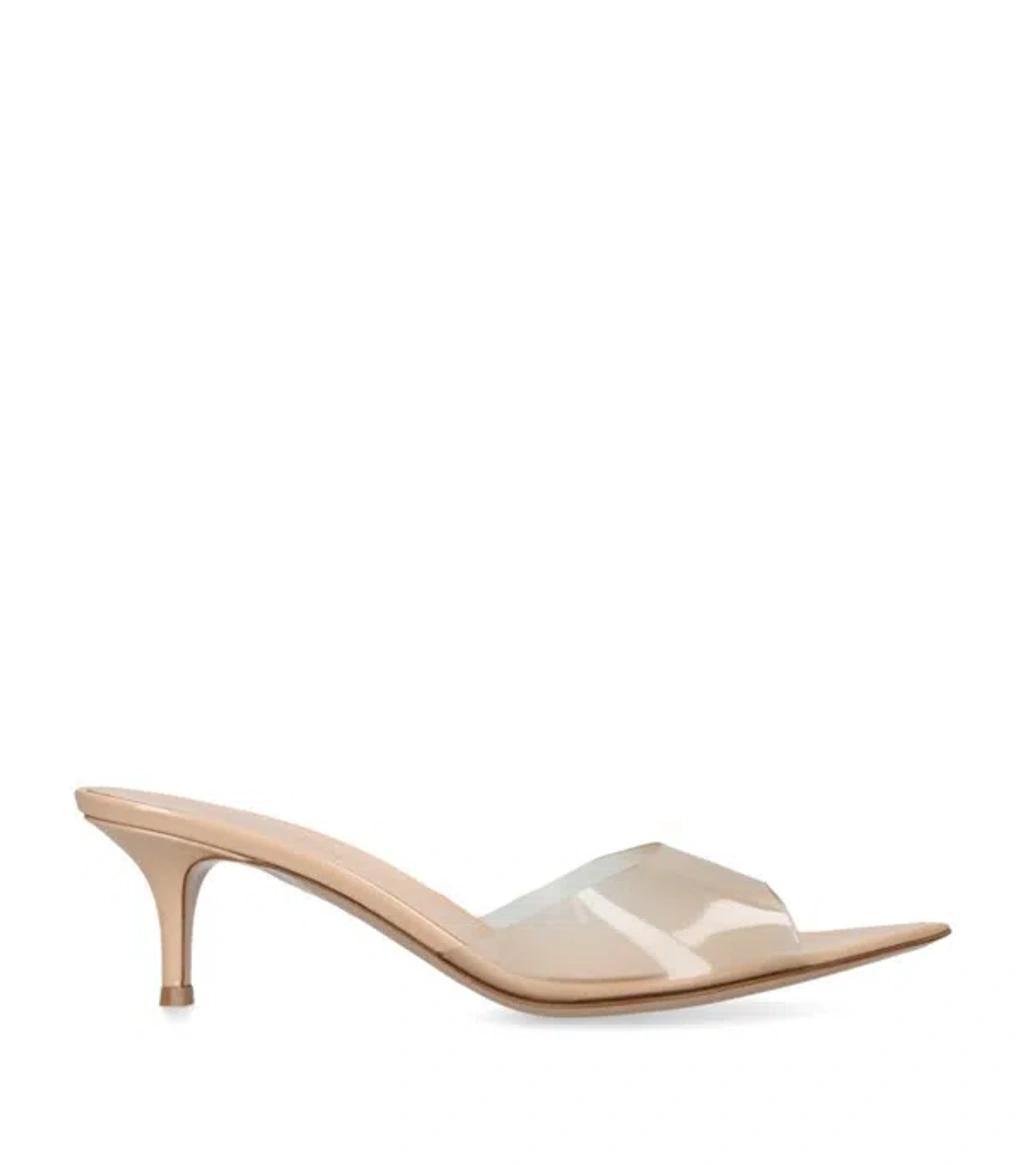 GIANVITO ROSSI 55mm Elle Plexi Sandal Mules In Beige Product Image