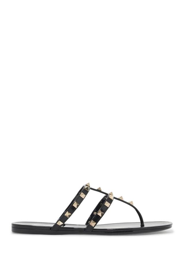 VALENTINO GARAVANI Rockstud Pvc Thong Sandals Women In Black Product Image