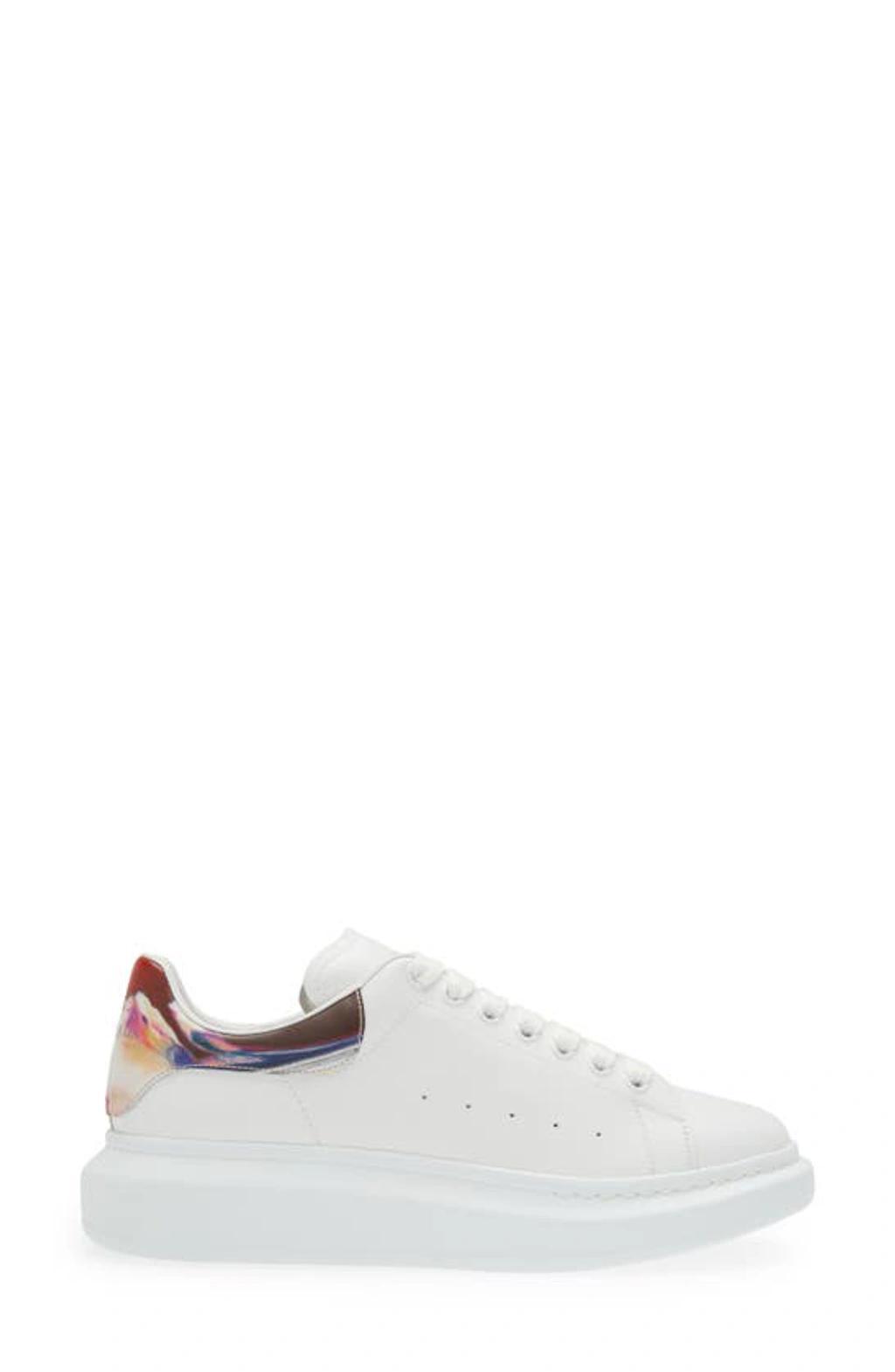 Men's Perforated Leather Low-top Sneakers In White Multi Product Image