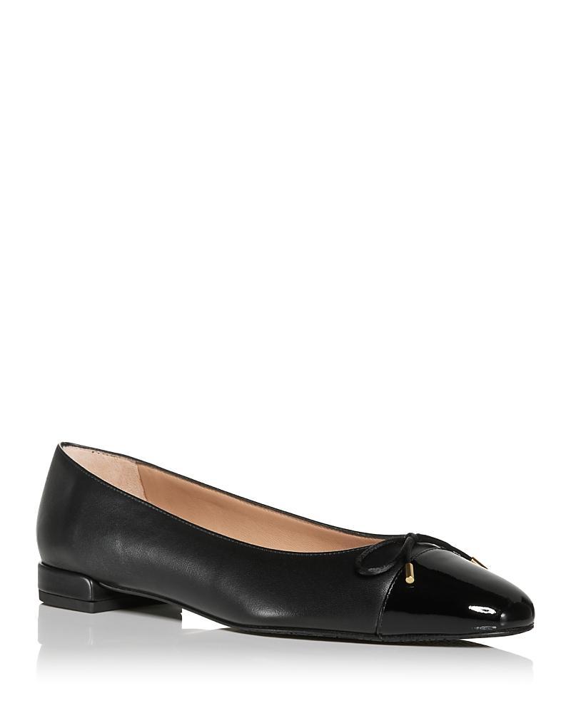 Stuart Weitzman Sleek Cap Toe Bow Flat Product Image