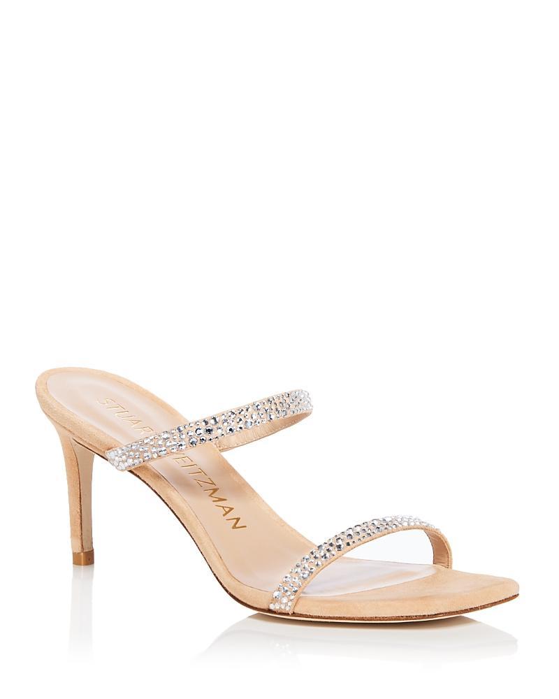 Stuart Weitzman Womens Aleena Royale Crystal Embellished Suede Slide Sandals Product Image