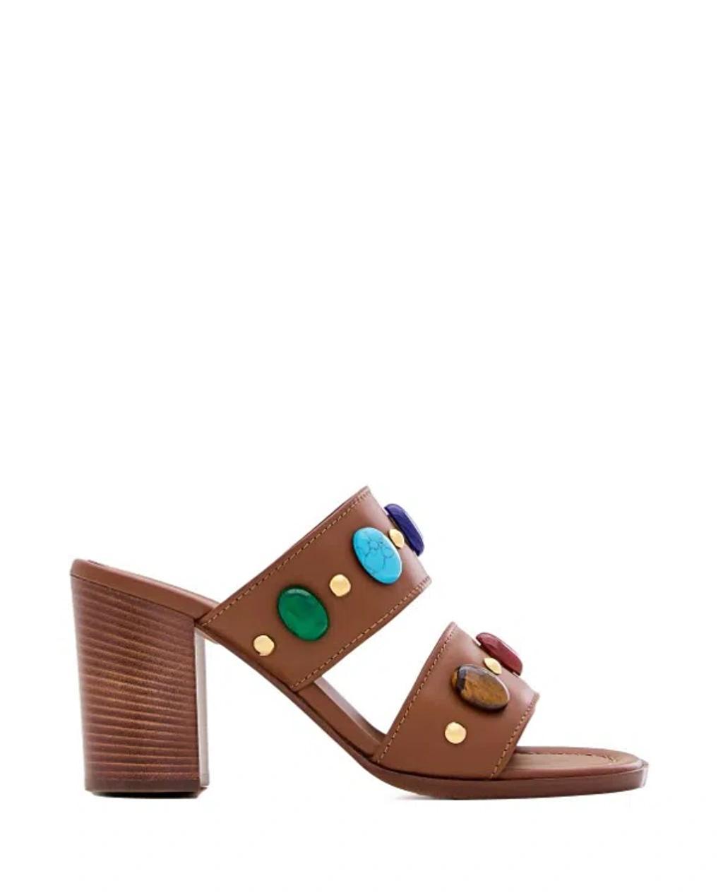 GIANVITO ROSSI Leather Heeled Mules In Brown product image