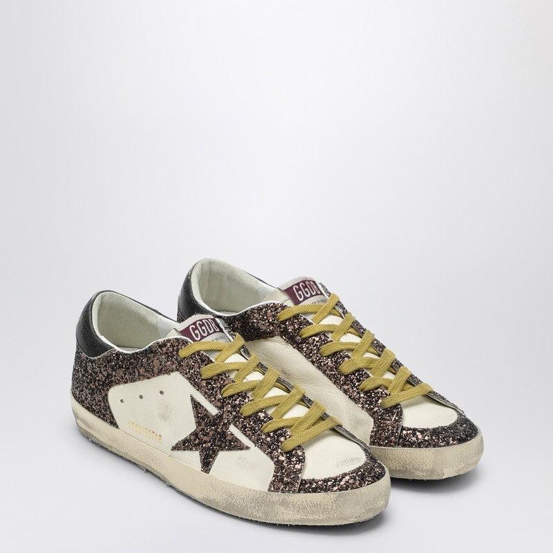 GOLDEN GOOSE Super-star White/brown Sneakers With Glitter Women Product Image