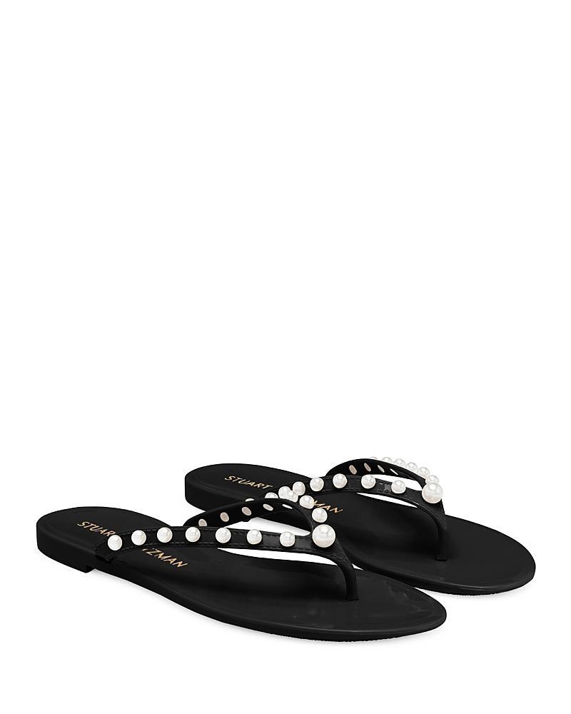 Stuart Weitzman Womens Goldie Embellished Jelly Flip Flop Thong Sandals Product Image