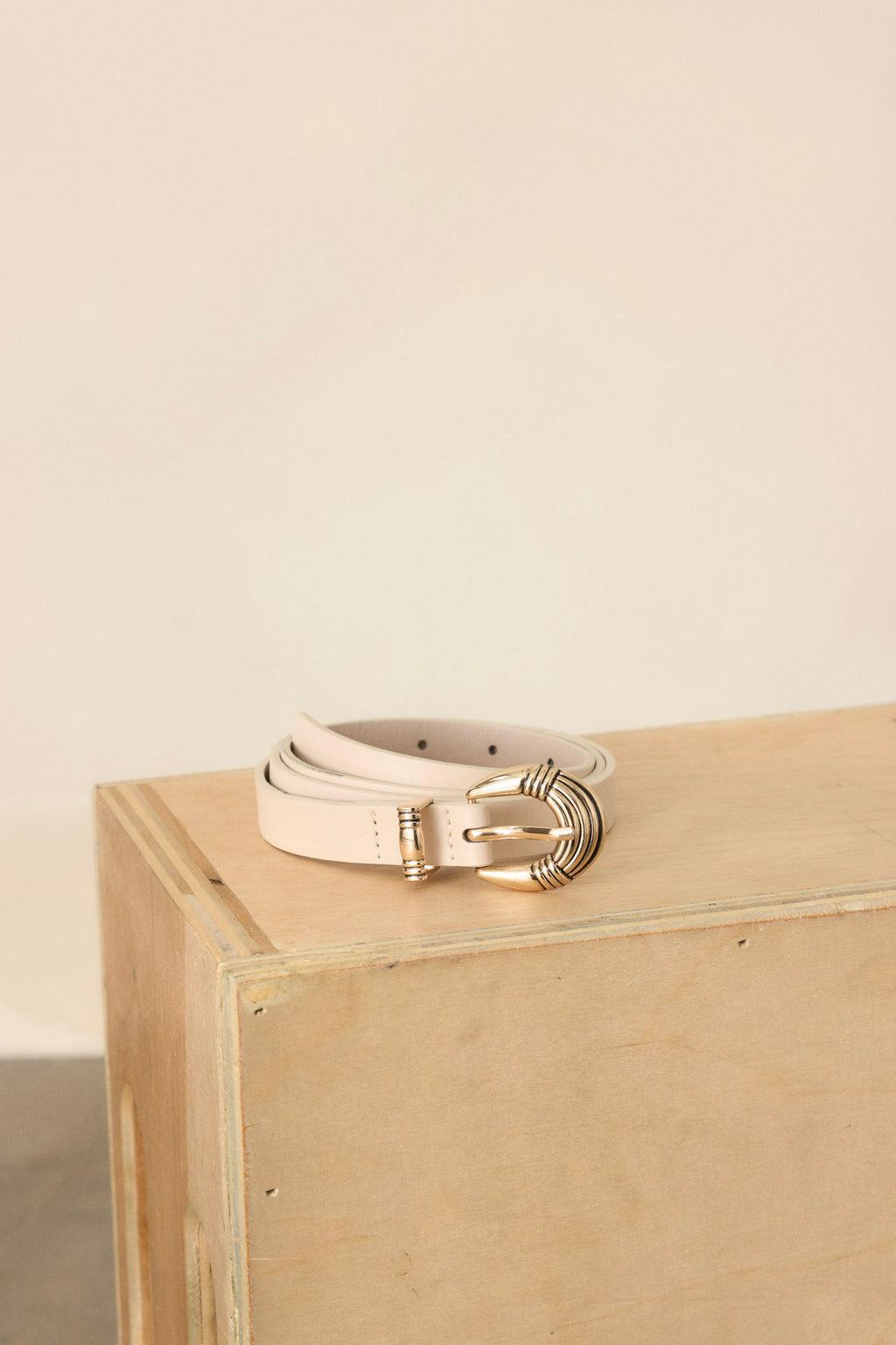 Bringing It Back Ivory Faux Leather Belt Product Image