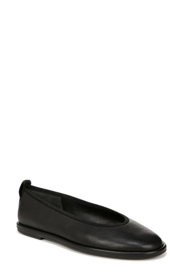 Leah Leather Square-toe Ballerina Flats In Black Product Image