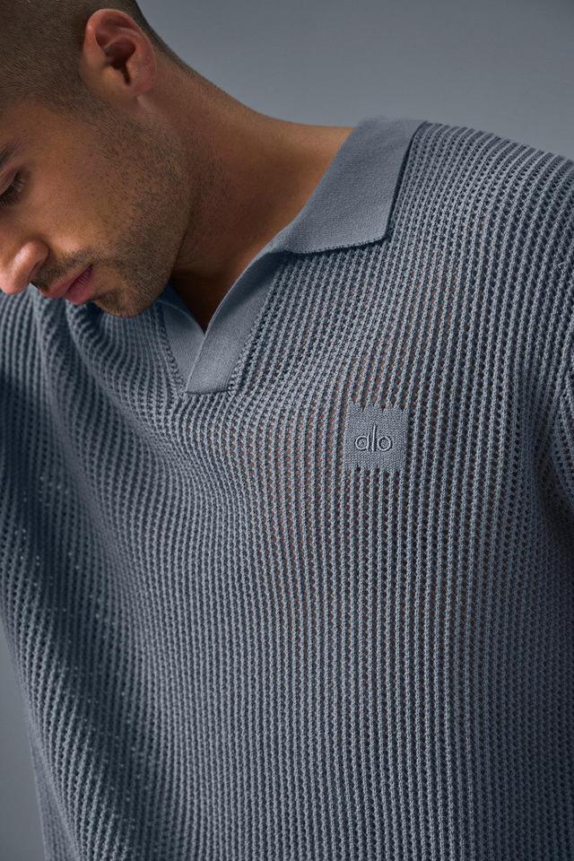 Open-Knit Polo - Steel Grey Male Product Image