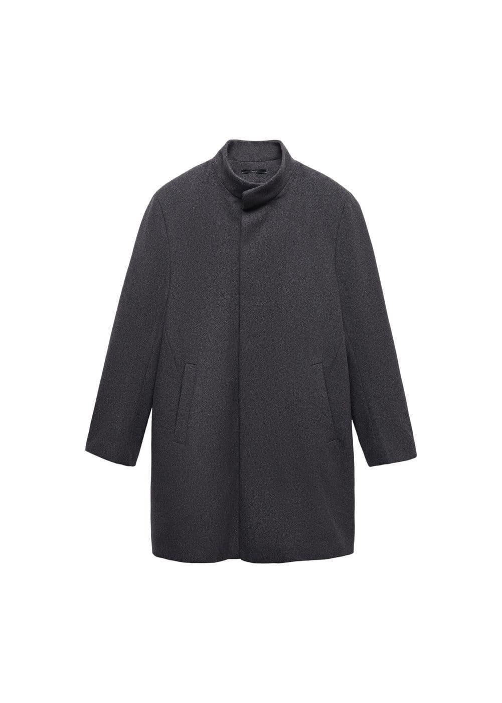 MANGO MAN - Wool funnel neck coat medium heather greyMen Product Image