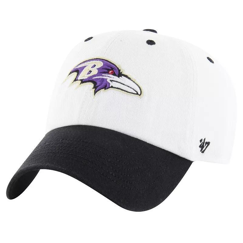 Mens 47 White/Black Baltimore Ravens Double Header Diamond Clean Up Adjustable Hat Product Image