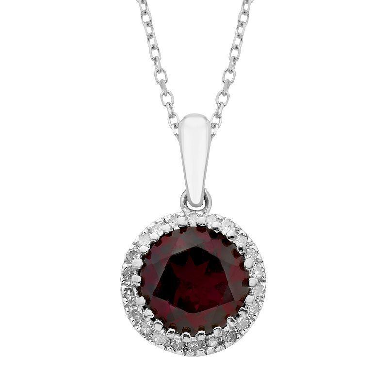 10k Rose Gold Garnet & 1/8 Carat T.W. Diamond Pendant Necklace, Womens Yellow Product Image