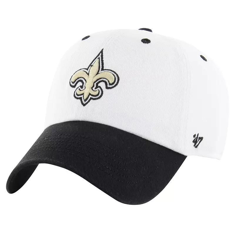 47 Brand Mens White/Black New Orleans Saints Double Header Diamond Clean Up Adjustable Hat Product Image