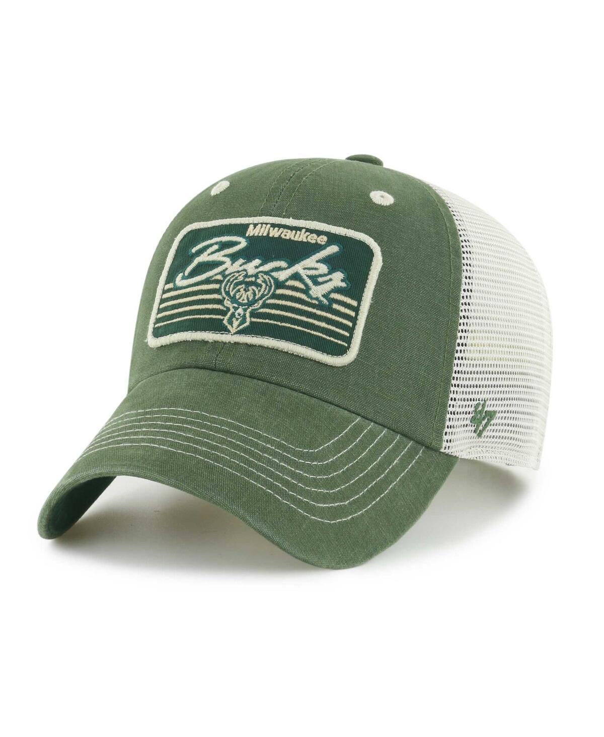 Mens 47 Brand Hunter Green Milwaukee Bucks Five Point Patch Clean Up Adjustable Hat Product Image