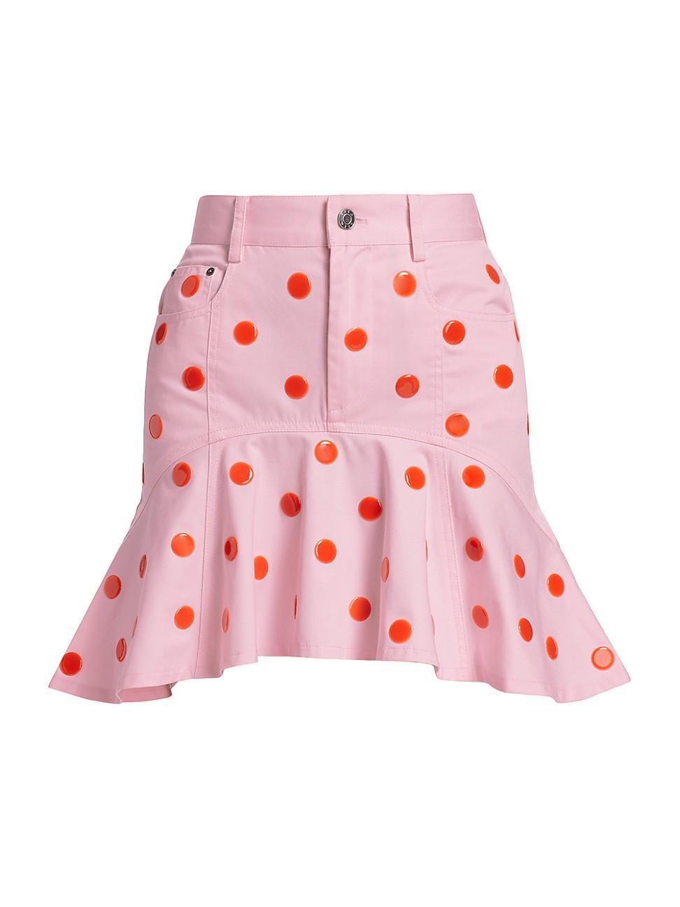 Womens Polka Dot Ruffle Miniskirt Product Image